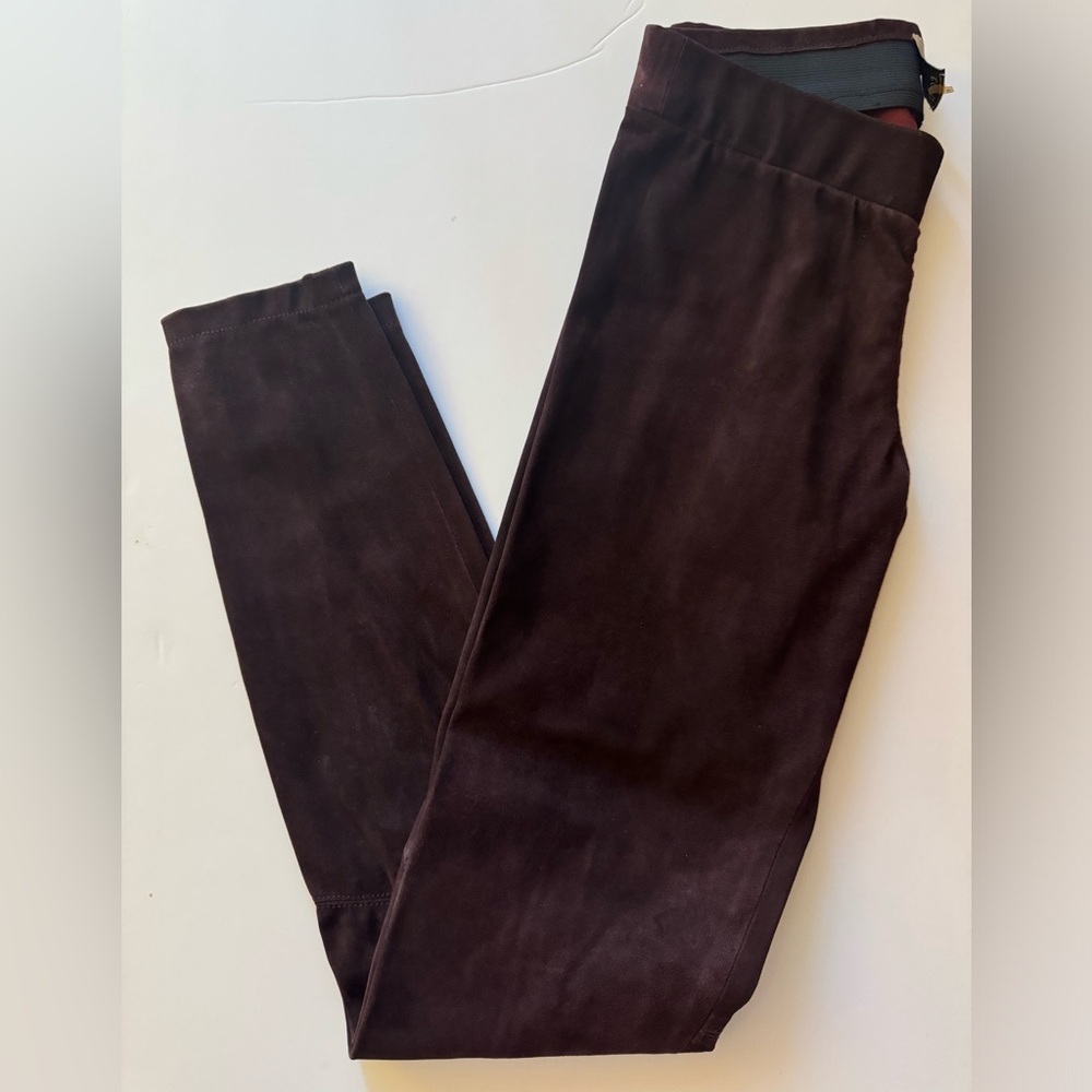 Ecru Genuine Suede Leggings in Chocolate Brown Size XS in EUC